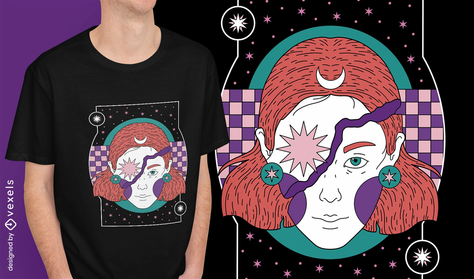 Design de camiseta de mulher de noite mística