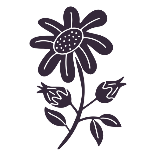 Silueta de flor delicada simple Diseño PNG