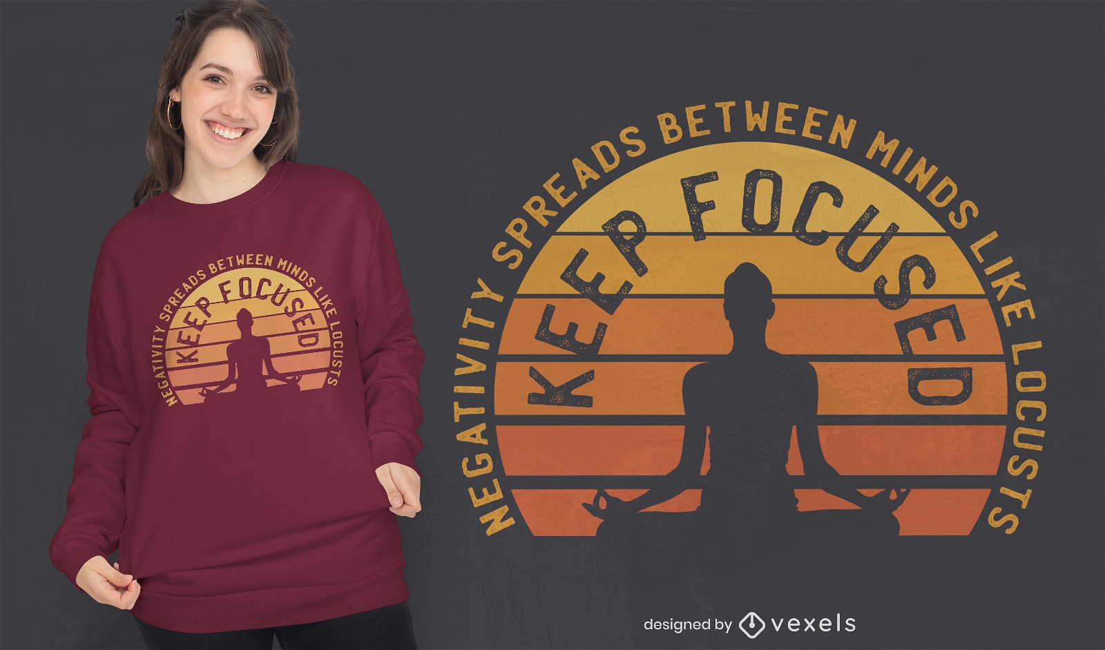 Behalten Sie das konzentrierte Meditations-T-Shirt-Design bei