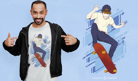 Anime skater boy t-shirt design