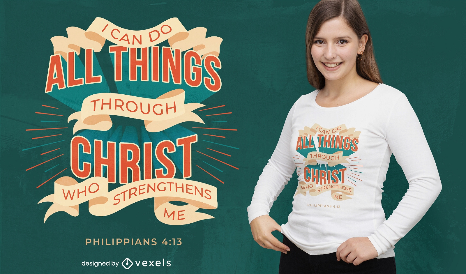 Diseño de camiseta de cita motivacional cristiana