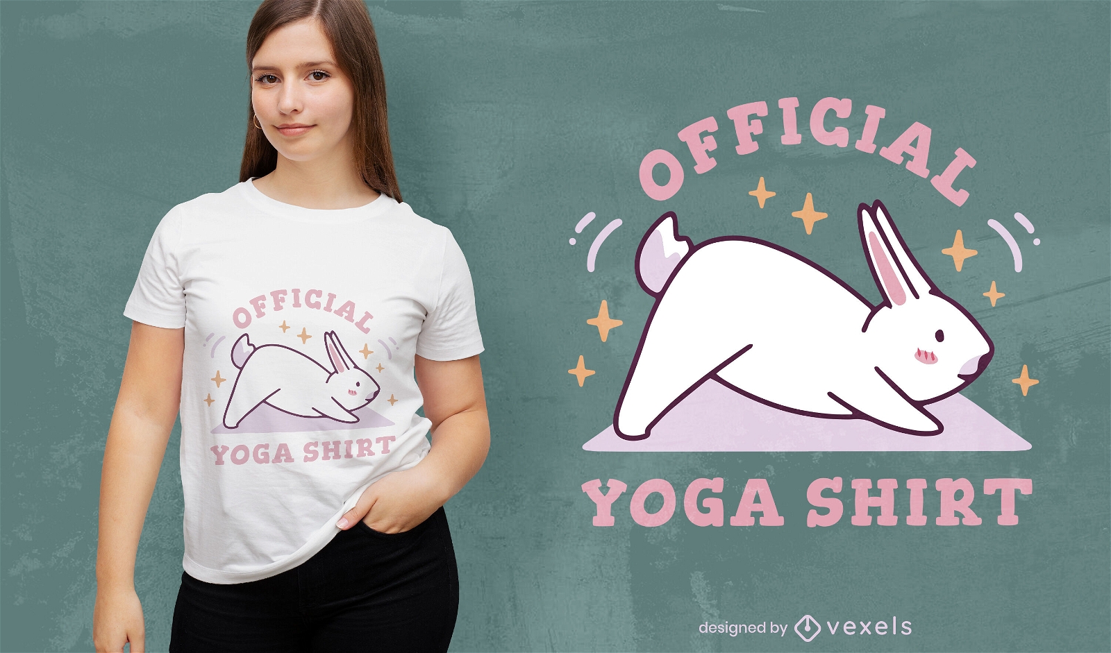 Dise?o de camiseta de conejito de camisa de yoga