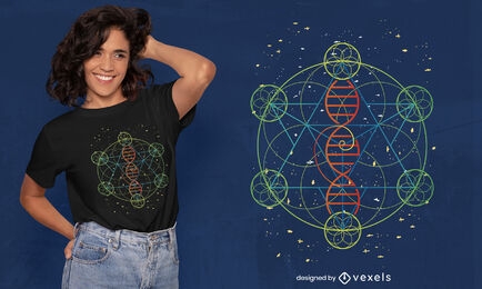 Diseño de camiseta de flor geométrica de ADN.