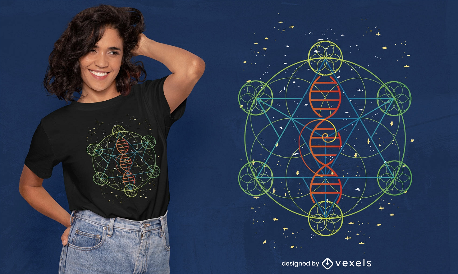 Dise?o de camiseta de flor geom?trica de ADN.
