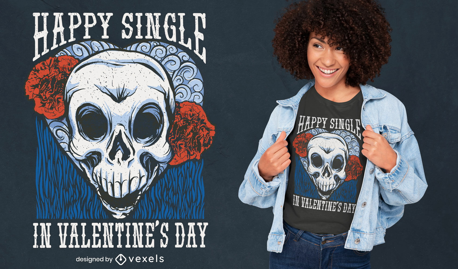 Anti-Valentinstag-Schädel-T-Shirt-Design