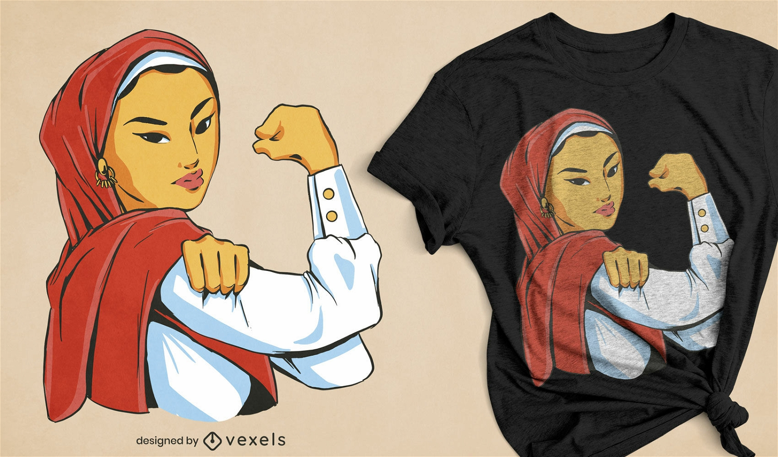 Strong Muslim woman feminist t-shirt design