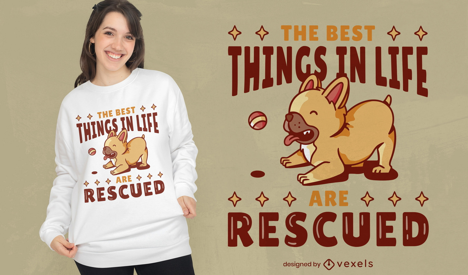 Diseño lindo de la camiseta de la cita de los perros de rescate