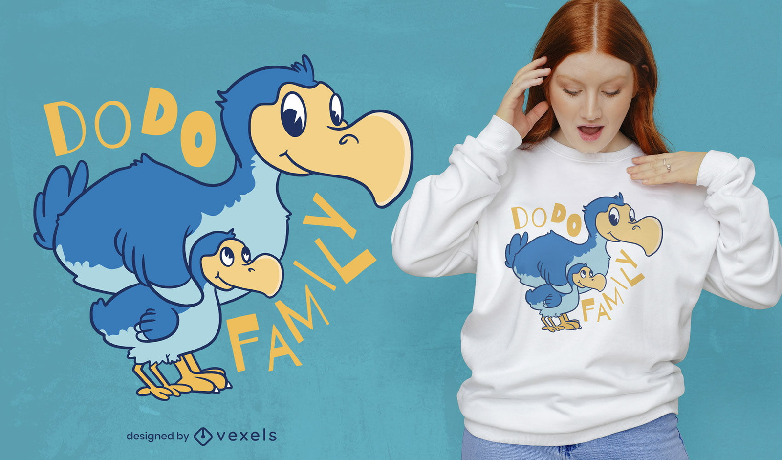 Design de camiseta da família de pássaros Dodo