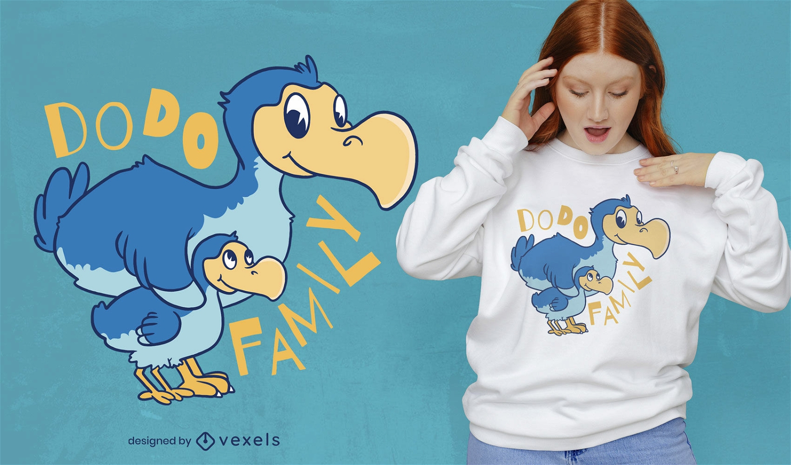 Diseño de camiseta de la familia de pájaros Dodo.