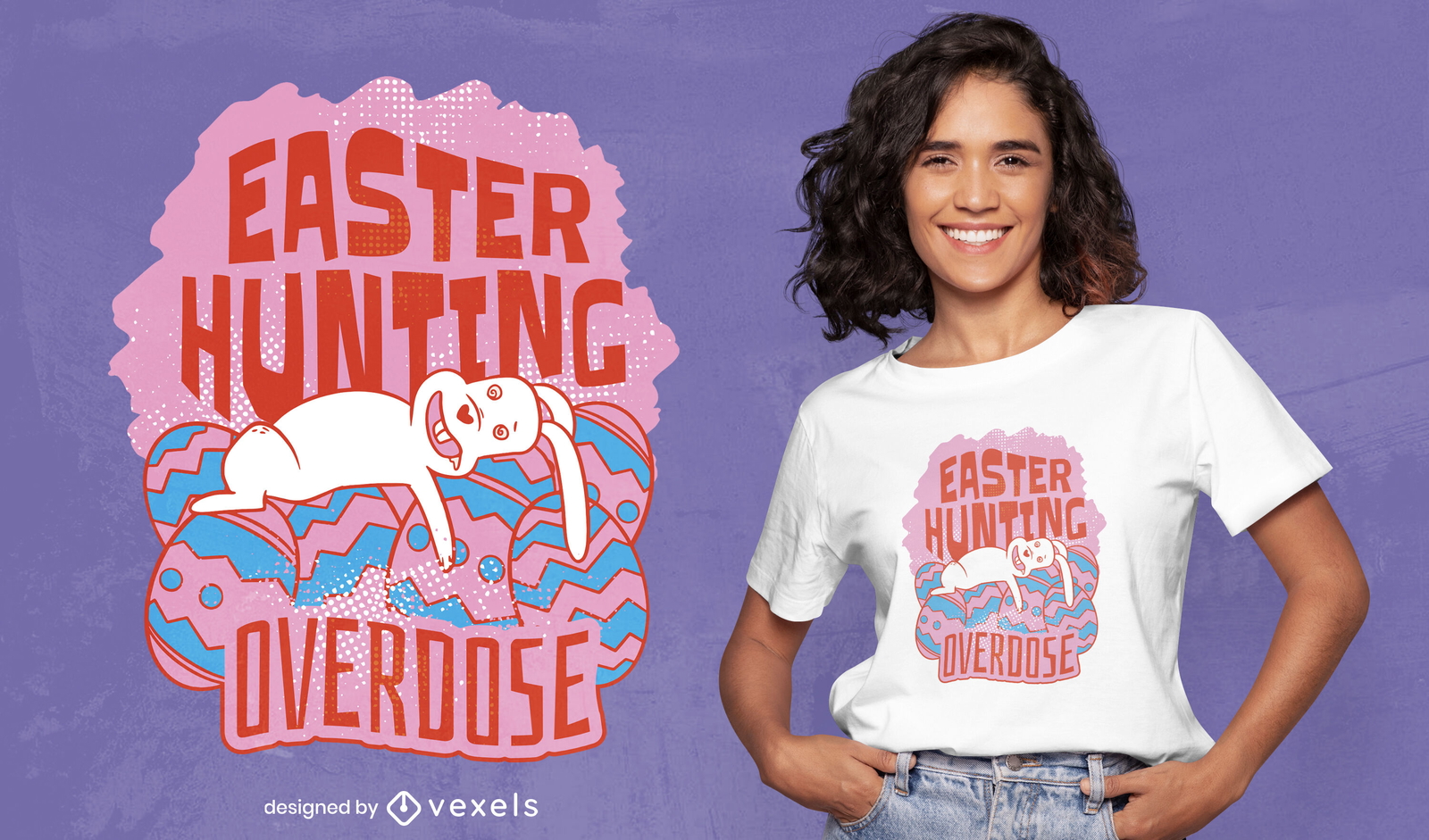 Diseño divertido de camiseta de conejito de pascua