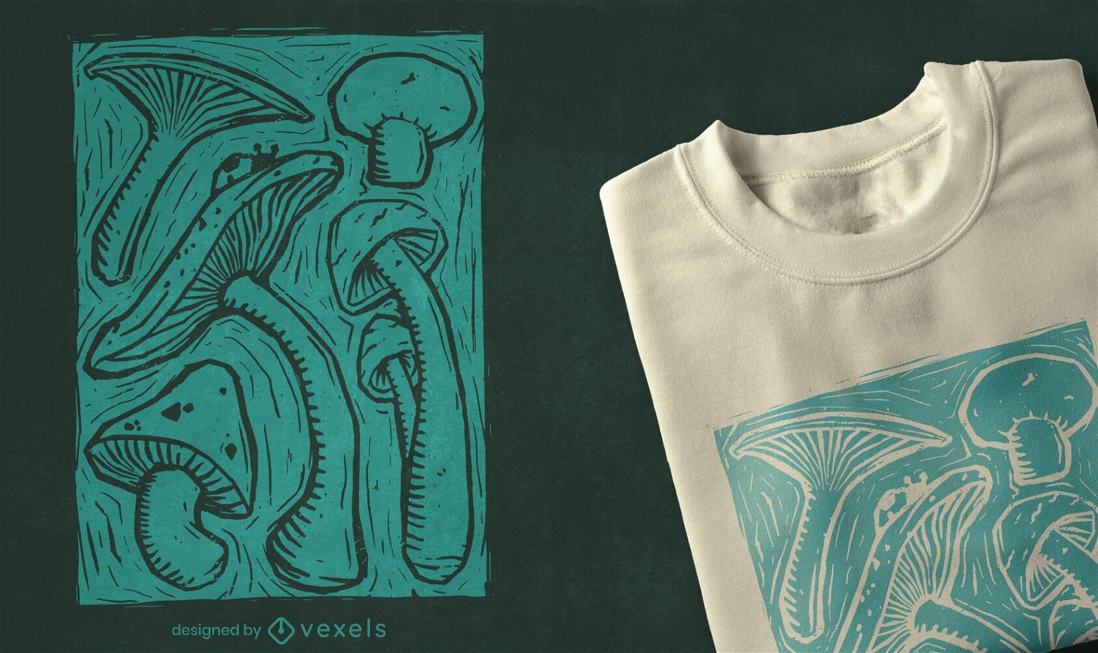 Design de camiseta de cogumelos desenhados à mão