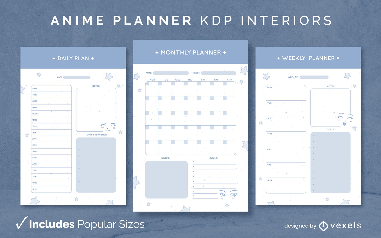 Anime-Planer-Tagebuch-Designvorlage KDP