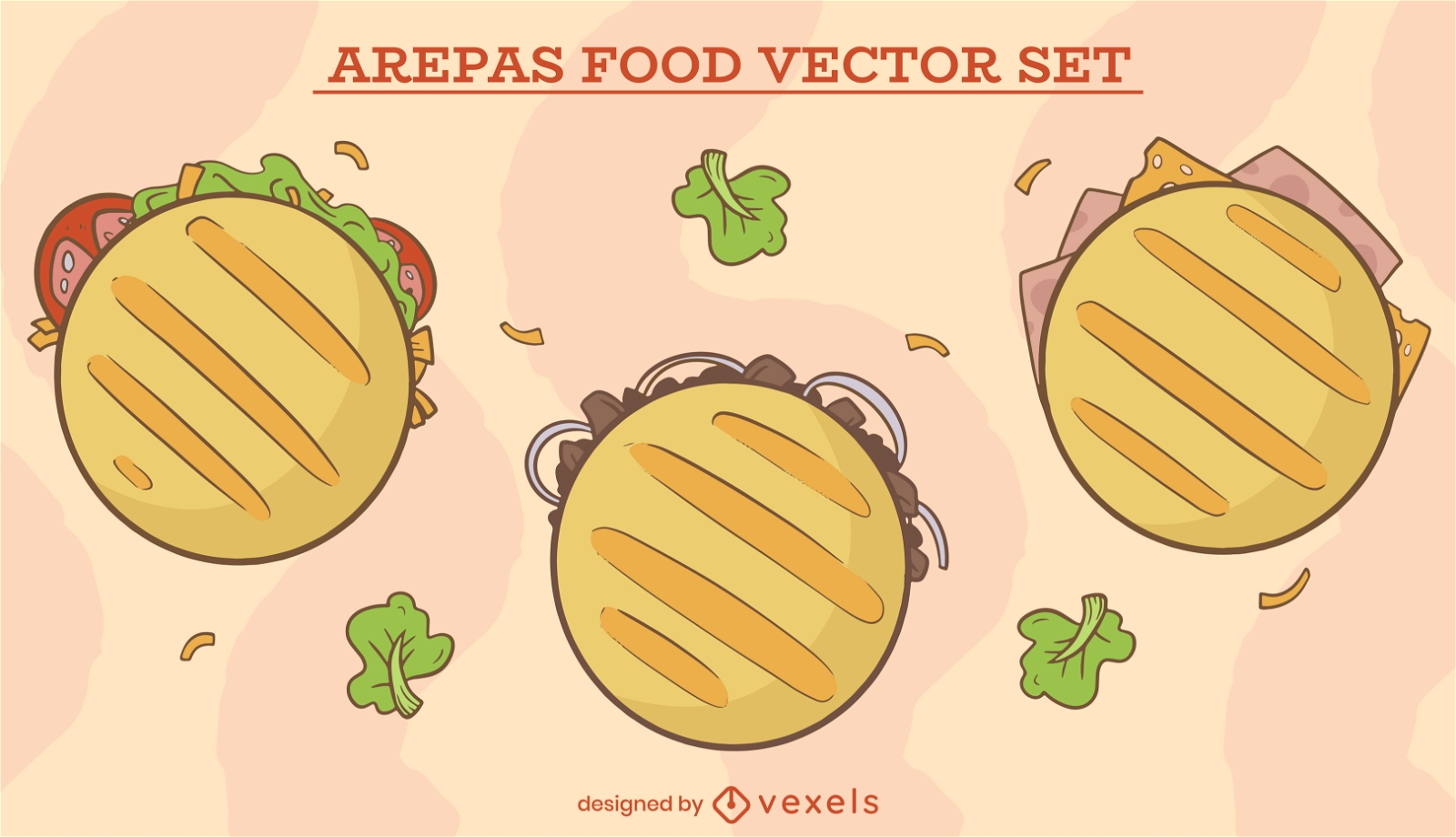Conjunto de vectores de comida de arepas