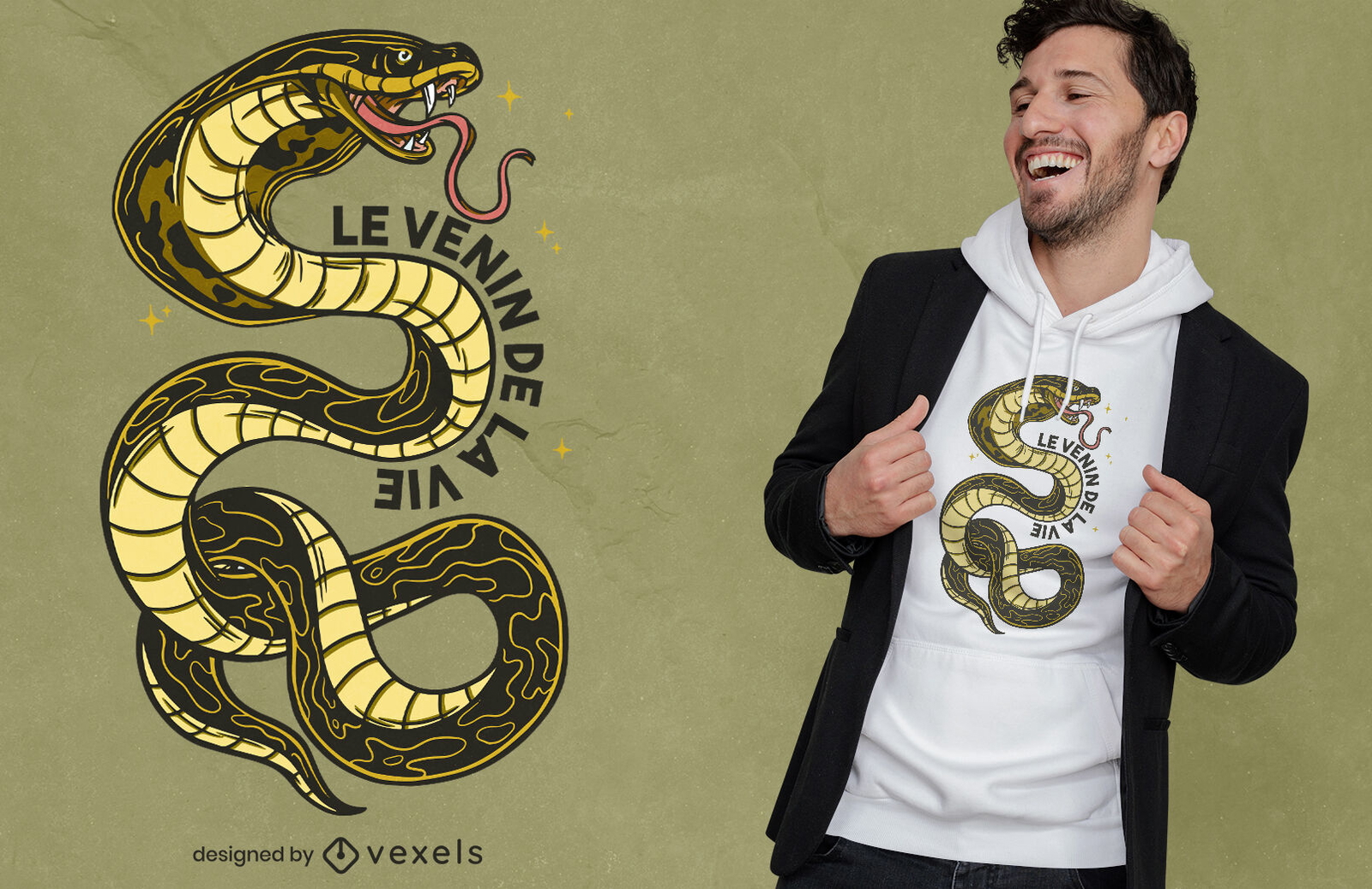 Diseño de camiseta con cita de cobra