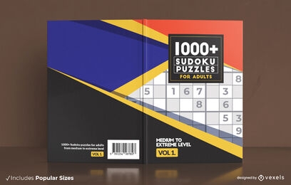 Rompecabezas de sudoku para adultos diseño de portada de libro