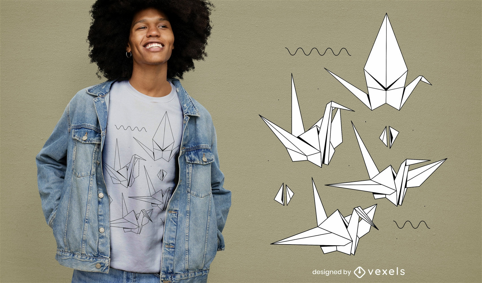 Origami-Vögel-T-Shirt-Design