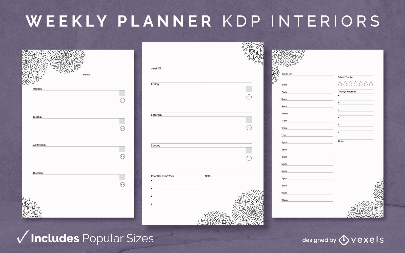 Mandala weekly journal design template KDP