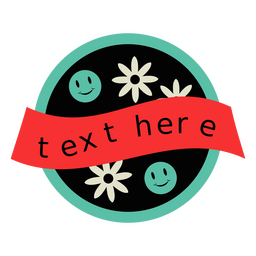 Smiley Blumen bearbeitbares Abzeichen PNG-Design