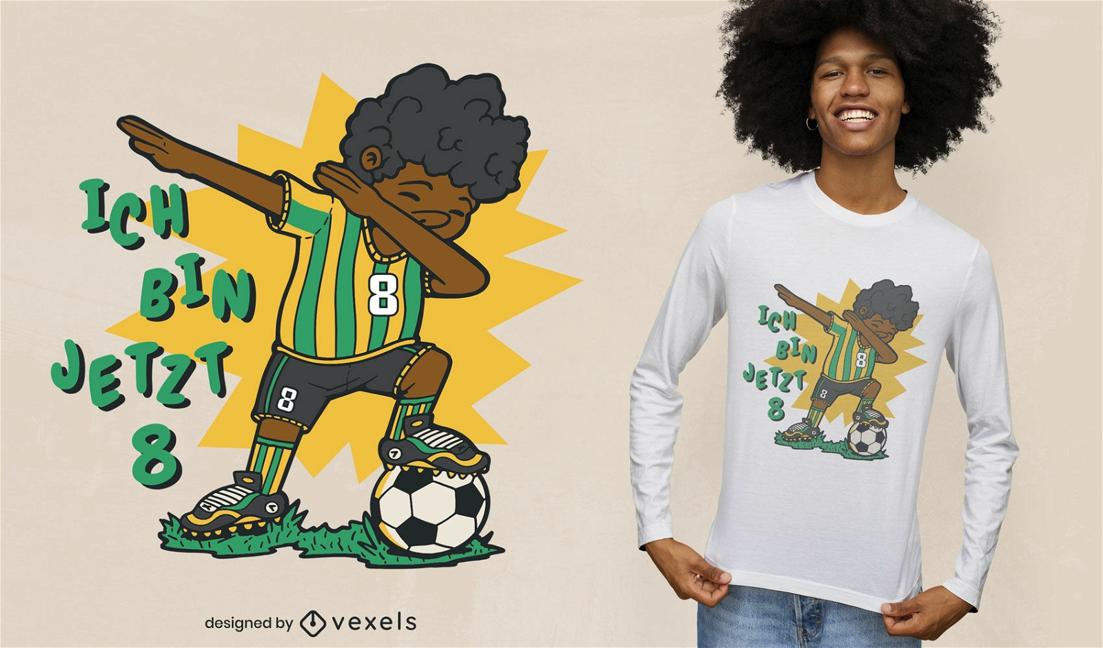 Geburtstags-Fußballjunge, der T-Shirt-Design abtupft
