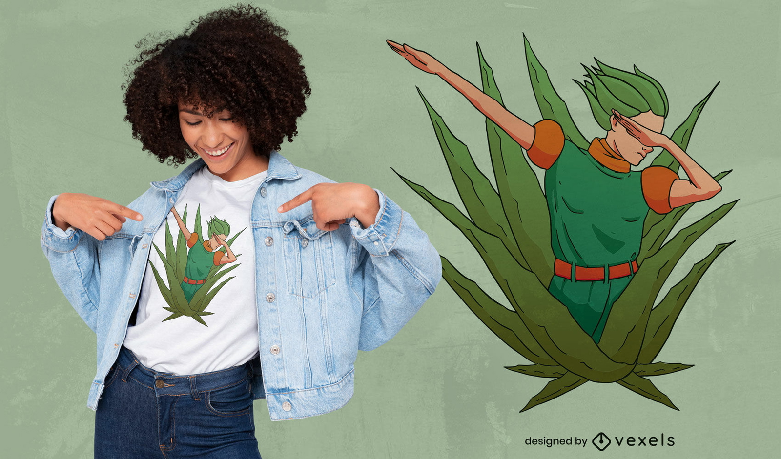 Diseño de camiseta dabbing hombre aloe