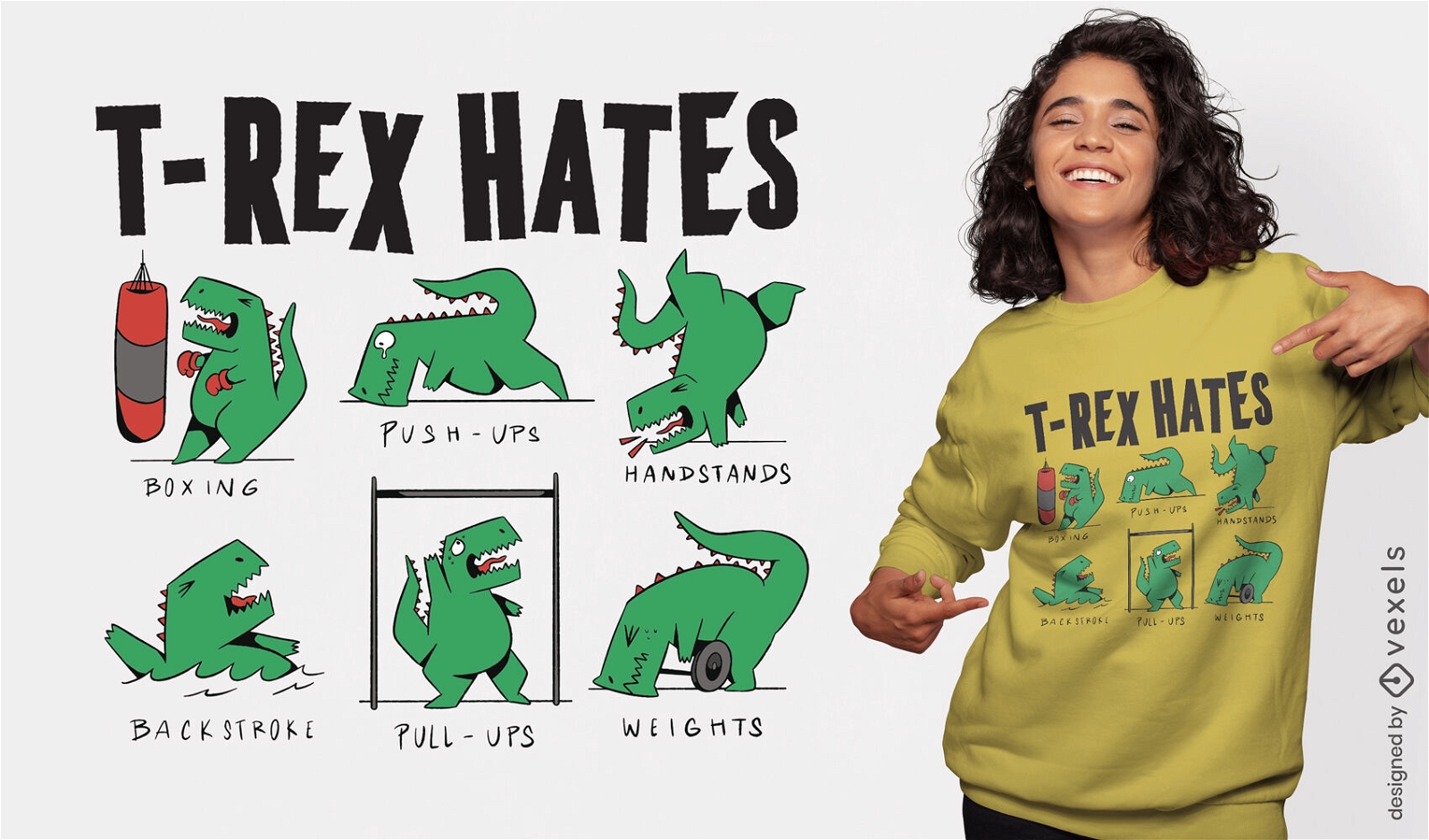 Dise?o de camiseta que odia el gimnasio T-rex