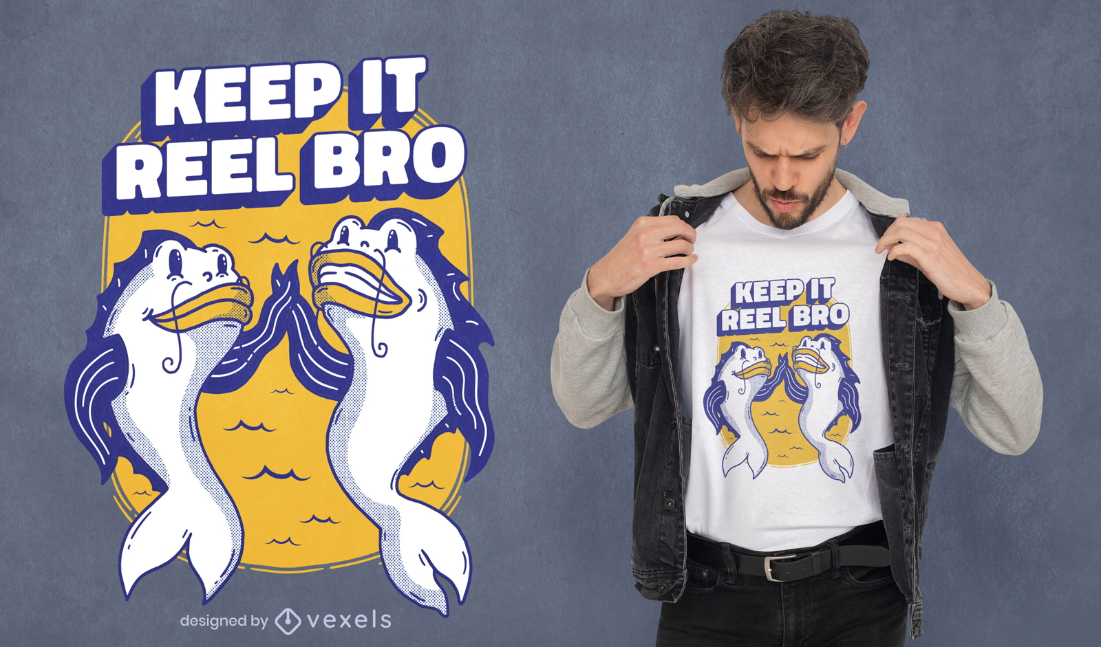 Design de camiseta de amigos de peixe