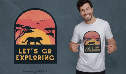 Design de camiseta de paisagem do pôr do sol do Safari
