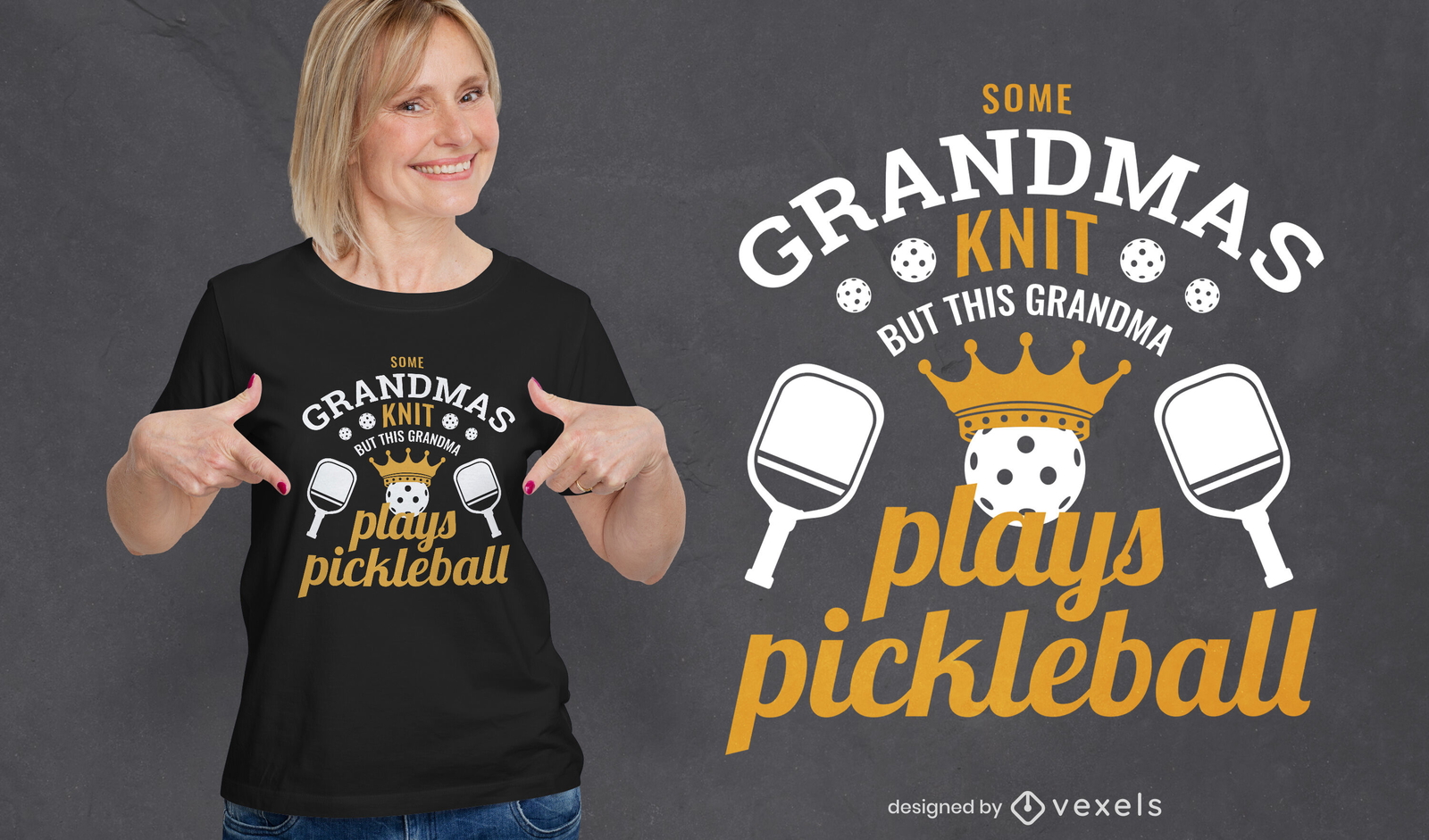 Design de camiseta da vovó Pickleball