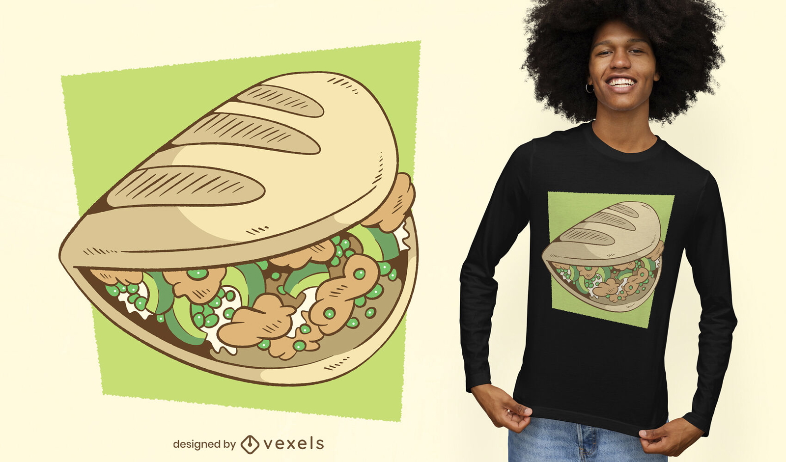 Diseño de camiseta de arepa rellena.