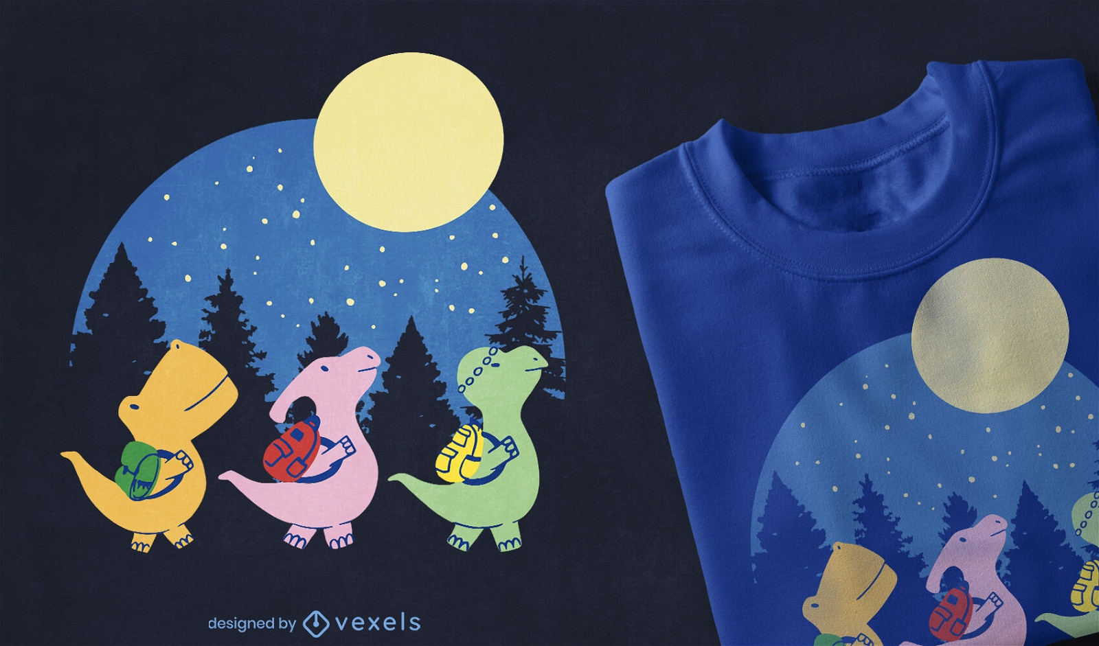 Baby dinosaurs with backpacks t-shirt design