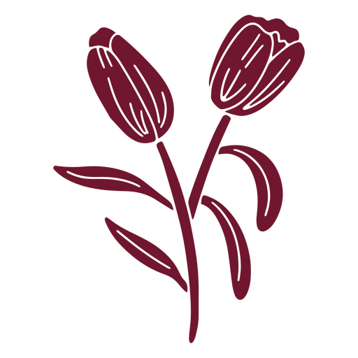 Tulip flowers silhouette PNG Design