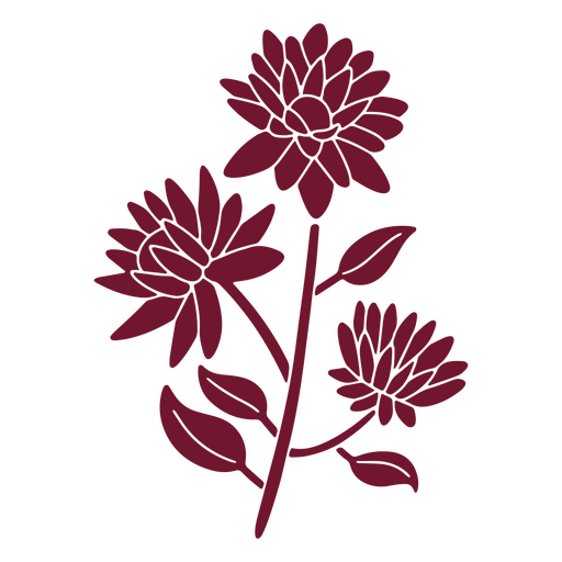 Silhueta de flores delicadas da natureza Desenho PNG