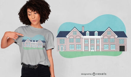 Brick mansion house t-shirt design
