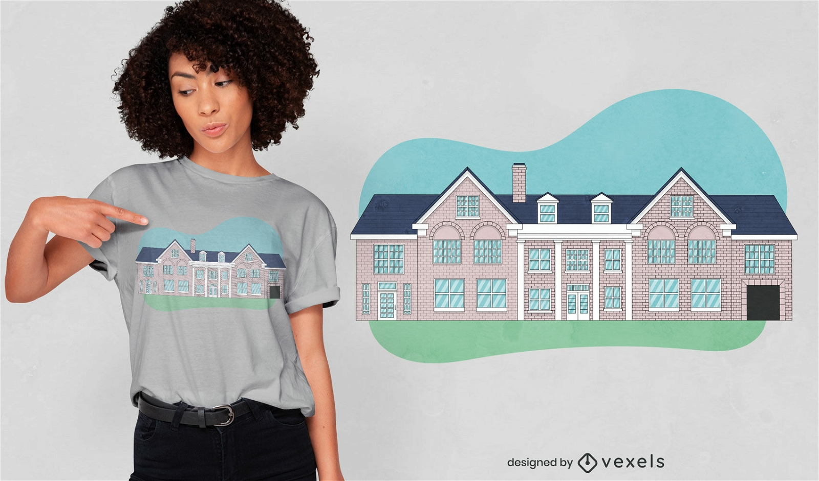 Design de camiseta de mansão de tijolos