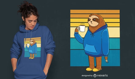 Tired sloth drinking coffee t-shirt design