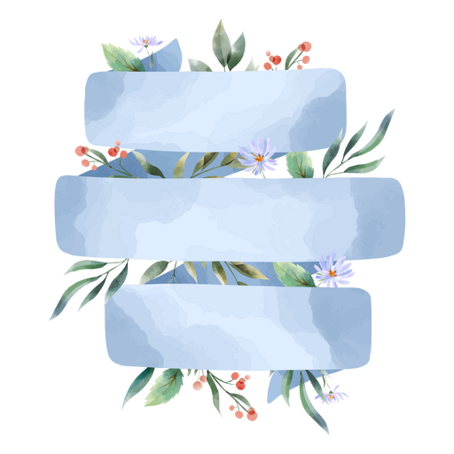 Delicate ribbon watercolor floral PNG Design