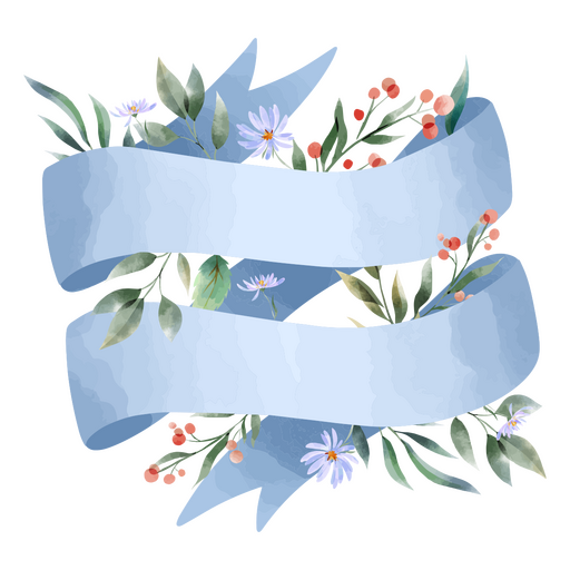 Delicadas cintas de flores de acuarela. Diseño PNG