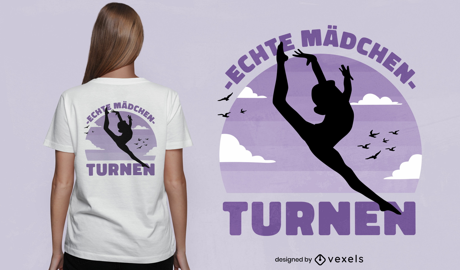 Mädchen-Silhouette-Gymnastik-T-Shirt-Design