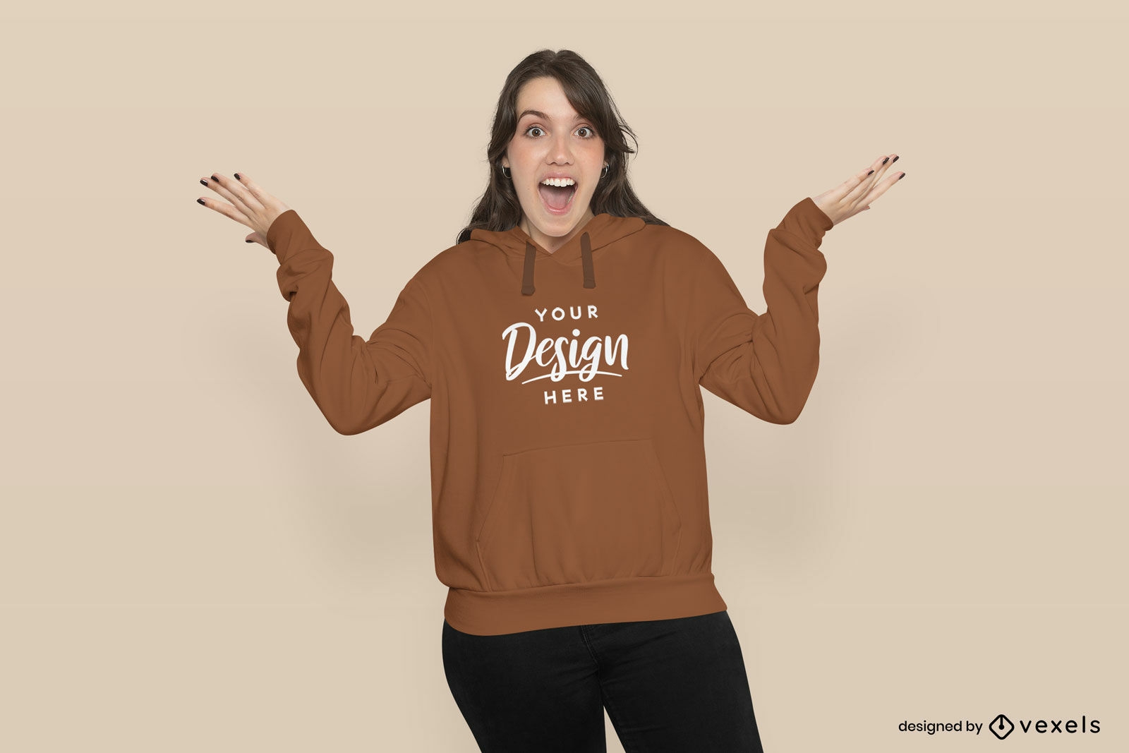 Surprised girl hoodie mockup design