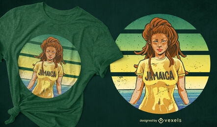 Mulher com design de t-shirt de camisa jamaica