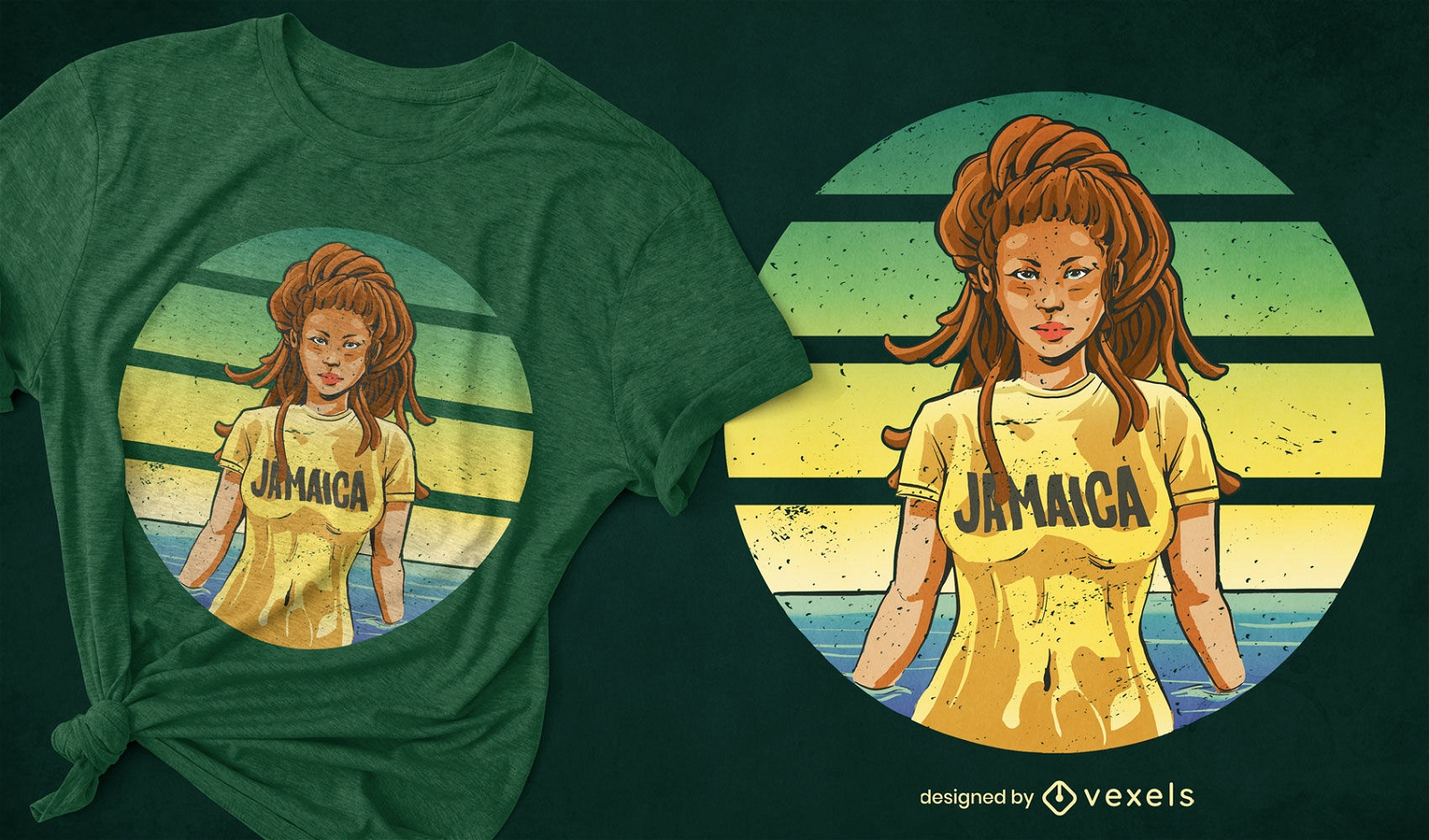 Frau mit Jamaika-Hemd-T-Shirt-Design