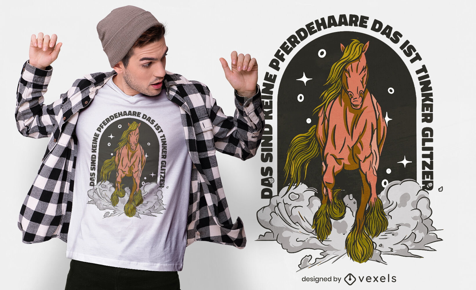 Laufendes T-Shirt Design des blonden Pferdes