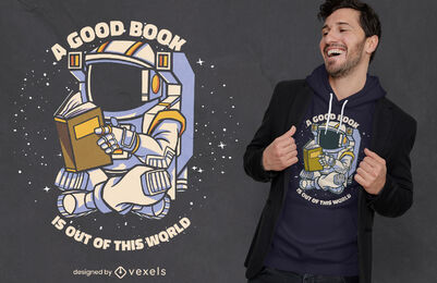 Astronauten-Lesebuch im Weltraum-T-Shirt-Design