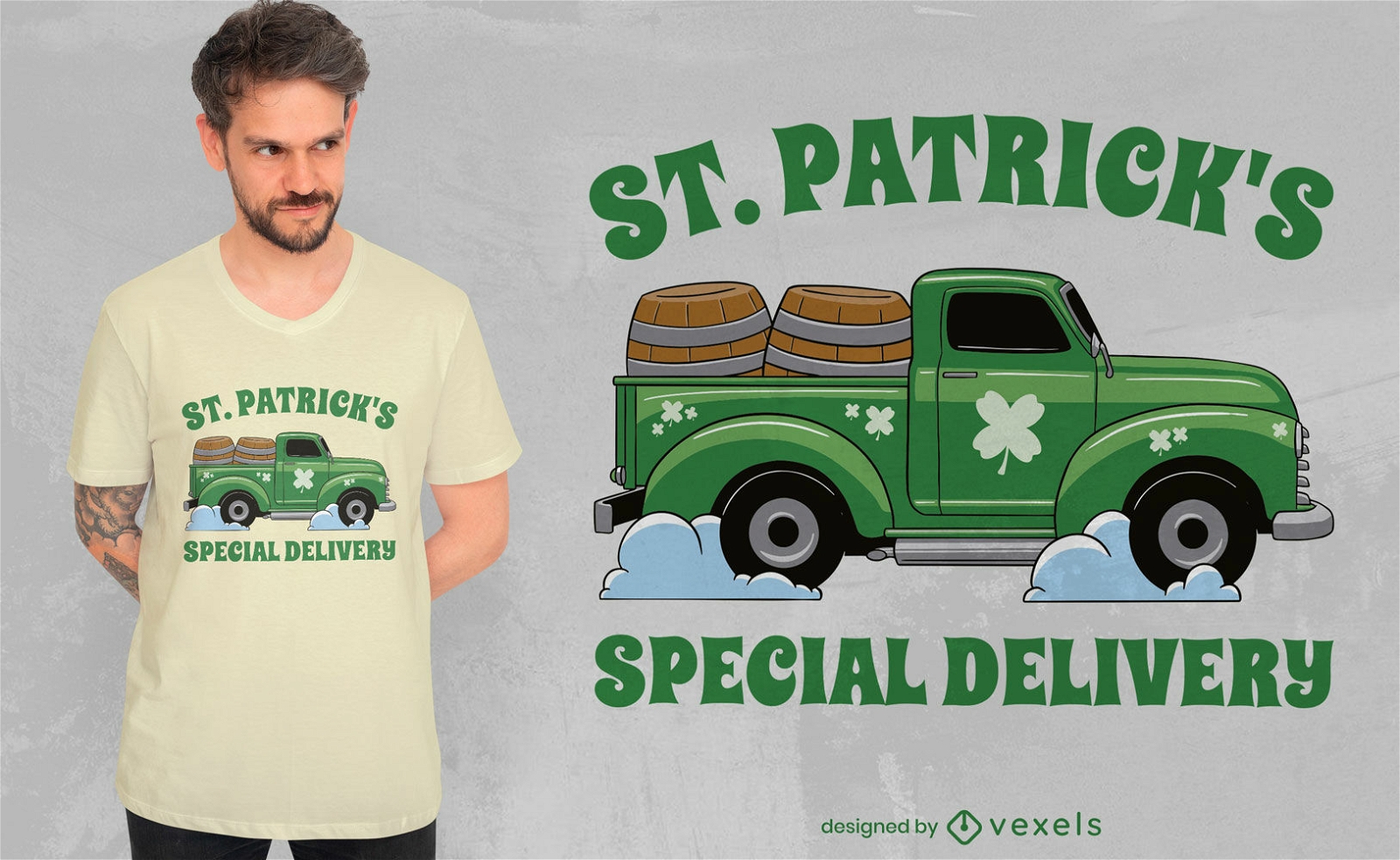 St patricks holiday truck t-shirt design