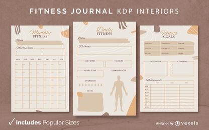 Plantilla de diario de fitness KDP diseño de interiores