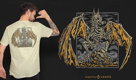 Skeleton dragon creature t-shirt design