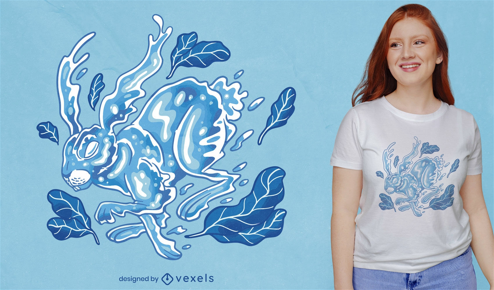 Water rabbit t-shirt design
