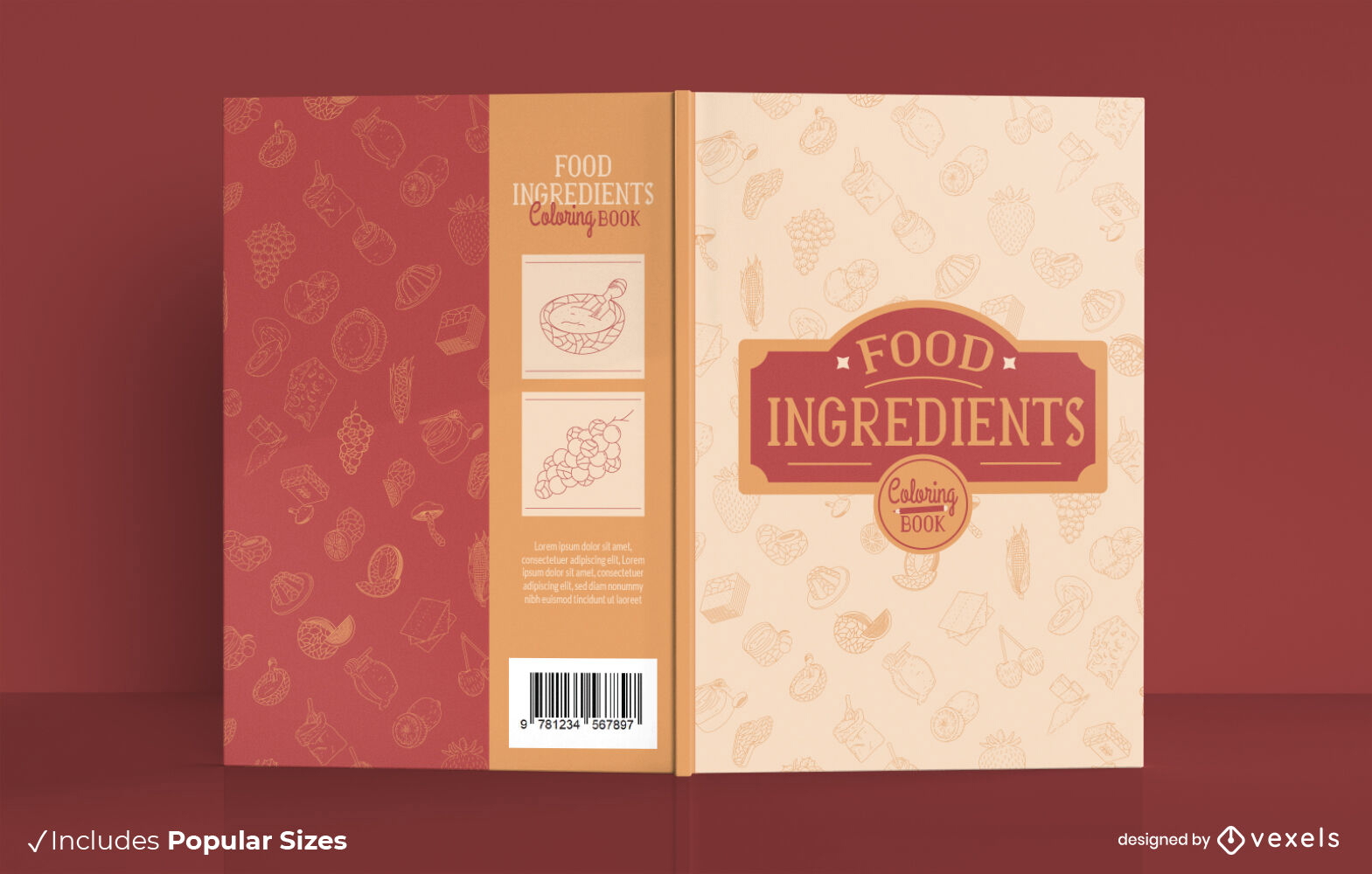 Diseño de portada de libro de ingredientes alimentarios.