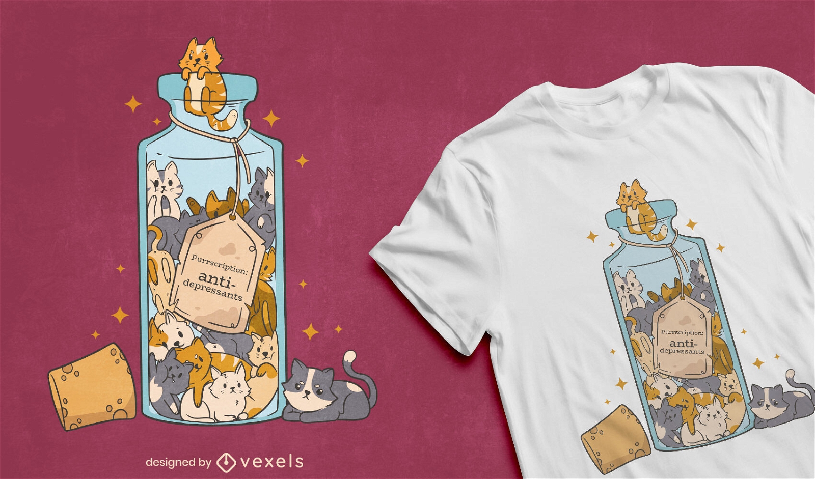 Cute cats in jar t-shirt design