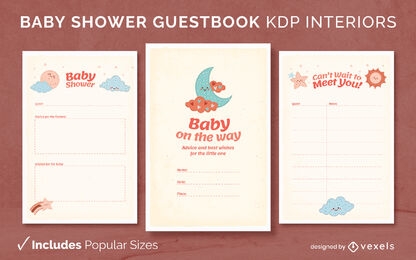 Modelo de design de diário de livro de visitas de chá de bebê KDP